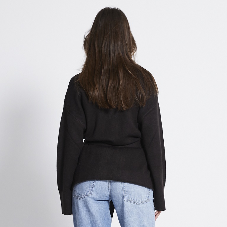 Tie waist knit cardigan "Colette" Brown